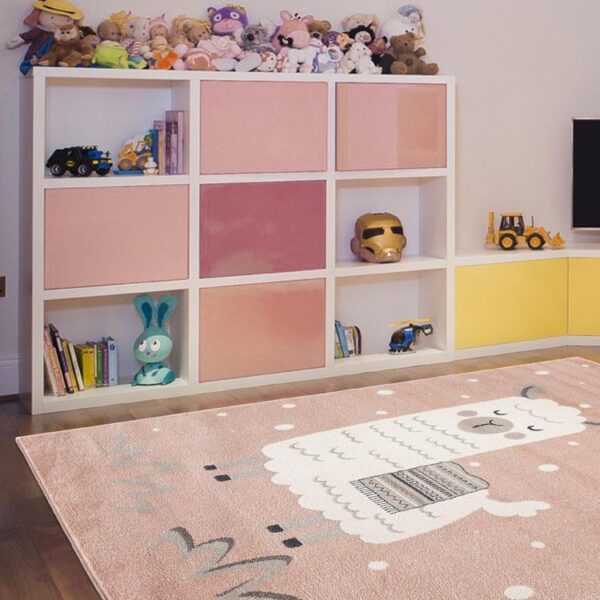 Kidszone Area Rug With Pink Llama