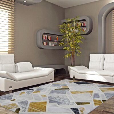 Sungate Gold Modern Area Floor Rug For Living Room