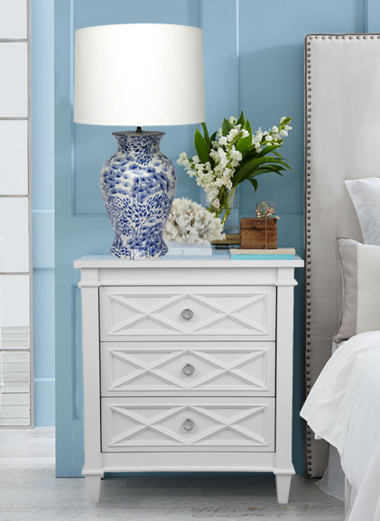 Popular White Plantation Hamptons Style Inspired Bedside Table