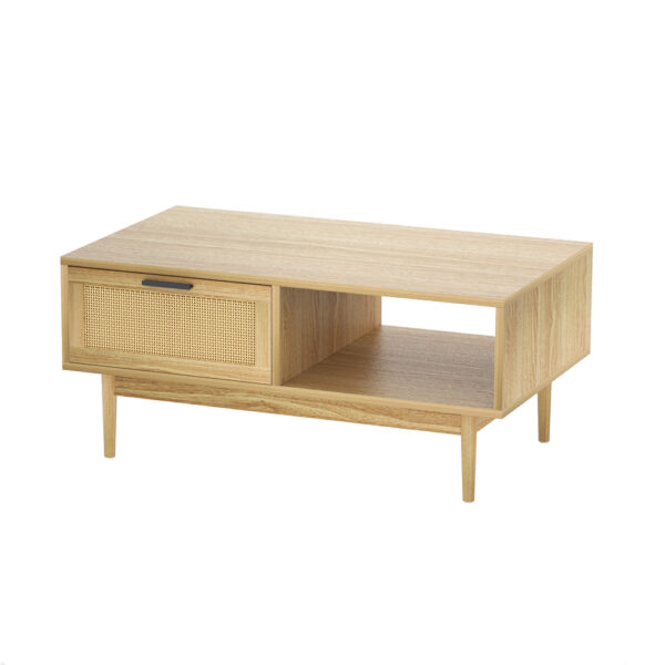 Artiss Rattan Coffee Table With Storage Drawers Hamptons Style Wooden Coffee Table
