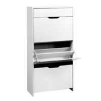 Artiss Shoe Cabinet 3 Tier Shoes Storage Drawer High Gloss White