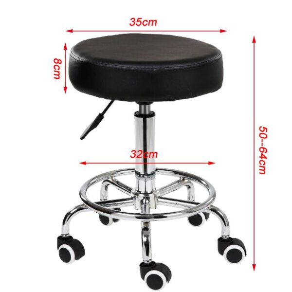 V255 8401 BK salon chair bar swivel stool office roller wheels portable height adjust leather 200261 01