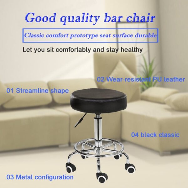 V255 8401 BKX2 salon chair bar swivel stool office roller wheels portable height adjust leather bs8401 x2 677337 03