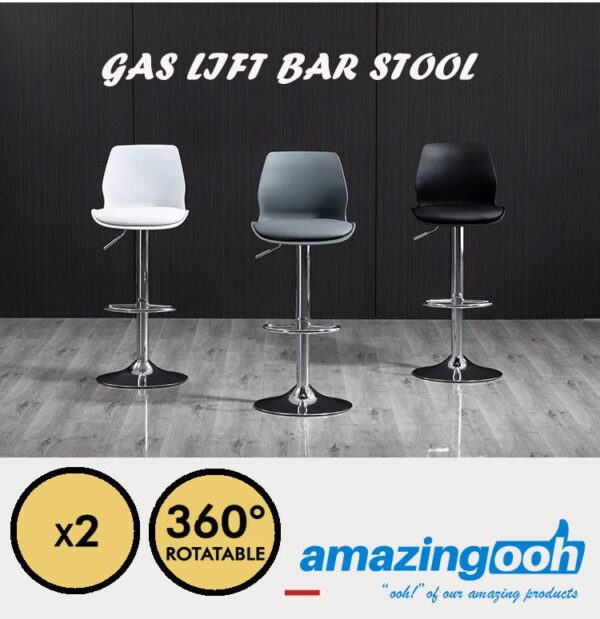 V255 8404 WHITE bar stools kitchen bar stool leather barstools swivel gas lift counter chairs x2 940016 01