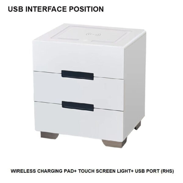 V255 BK USBLH preorder available smart bedside tables side table 3 drawers wireless charging usb and led night light 322131 14