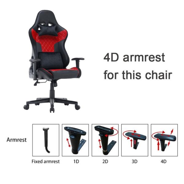 V255 GCHAIR 34 BRED 7 rgb lights bluetooth speaker gaming chair ergonomic racing chair 1650 reclining gaming seat 4d armrest footrest black red 486446 14