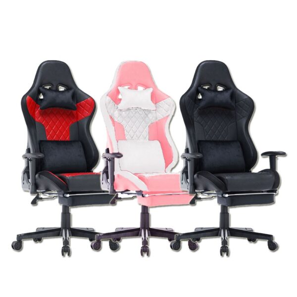 V255 GCHAIR 34 PWHITE 7 rgb lights bluetooth speaker gaming chair ergonomic racing chair 1650 reclining gaming seat 4d armrest footrest pink white 168951 02
