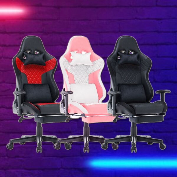 V255 GCHAIR 34 PWHITE 7 rgb lights bluetooth speaker gaming chair ergonomic racing chair 1650 reclining gaming seat 4d armrest footrest pink white 484893 14