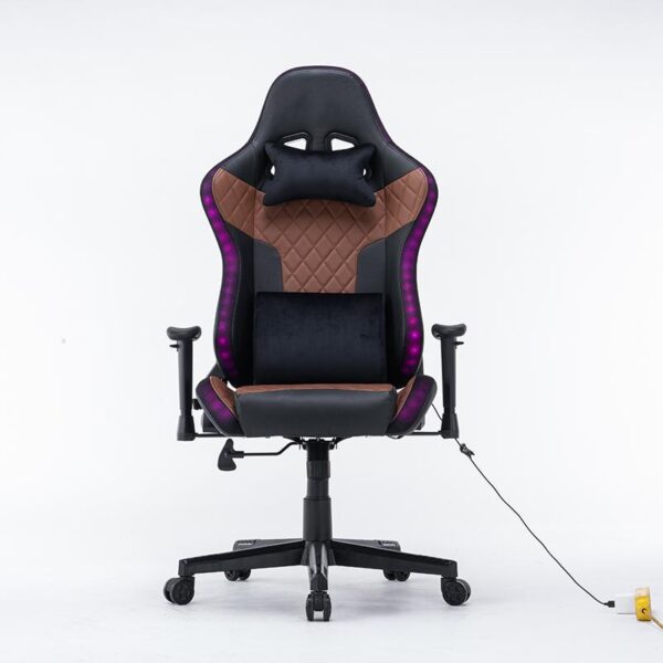 V255 GCHAIR 34 PWHITE 7 rgb lights bluetooth speaker gaming chair ergonomic racing chair 1650 reclining gaming seat 4d armrest footrest pink white 590242 05