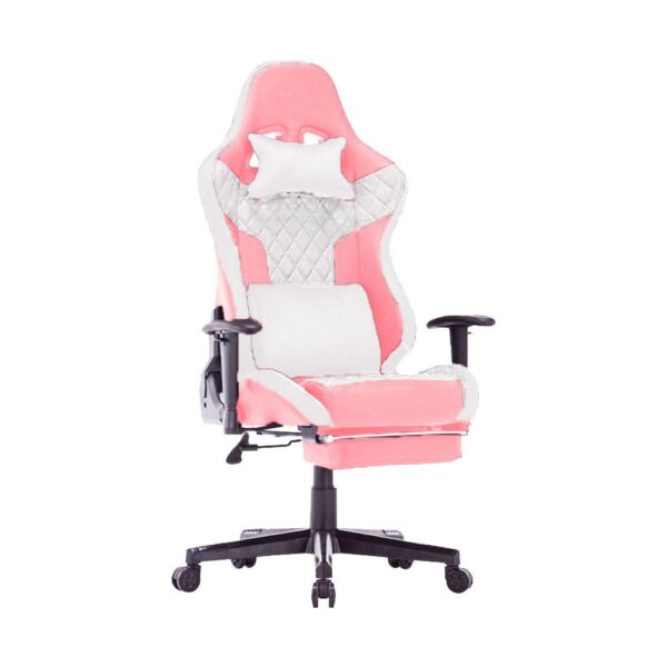 V255 GCHAIR 34 PWHITE 7 rgb lights bluetooth speaker gaming chair ergonomic racing chair 1650 reclining gaming seat 4d armrest footrest pink white 755009 00