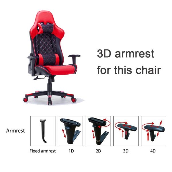 V255 GCHAIRBK 32 gaming chair ergonomic racing chair 1650 reclining gaming seat 3d armrest footrest black 987147 05
