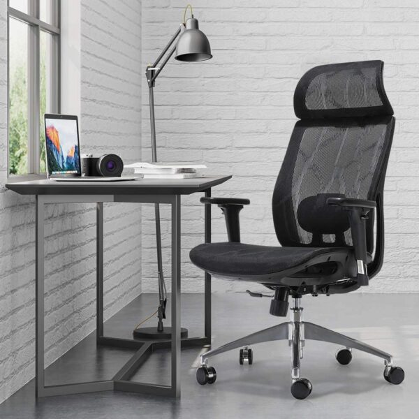 V255 MESHCHAIR A938 BK ergonomic office chair breathable high back mesh adjustable lumbar support 3d armrests tilt function 3600 rotating wheels 281300 09