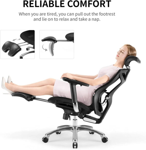 V255 SIHOO V1 001 GY sihoo ergonomic office chair v1 4d adjustable high back breathable with footrest and lumbar support 952125 01