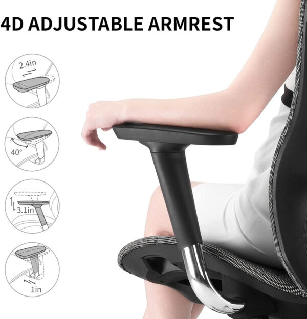 V255 SIHOO V1 009 BK sihoo ergonomic office chair v1 4d adjustable high back breathable with footrest and lumbar support 241036 05