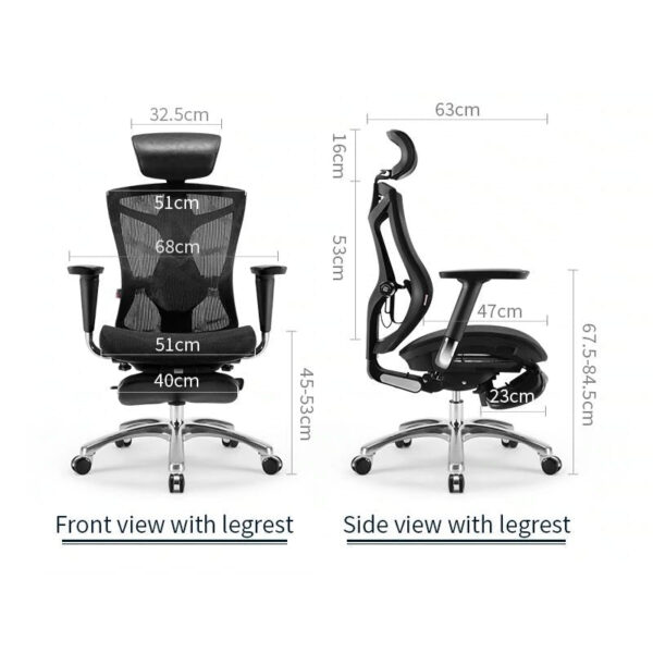 V255 SIHOO V1 009 BK sihoo ergonomic office chair v1 4d adjustable high back breathable with footrest and lumbar support 496937 04