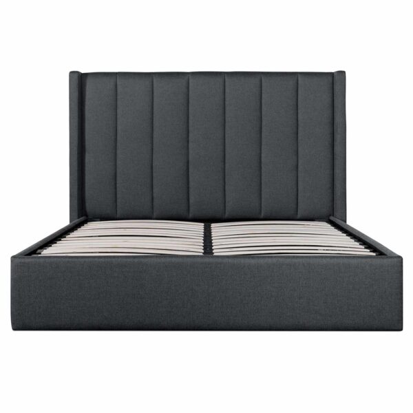 BD6021 YO Fabric King Sized Bed Frame Charcoal Grey with Storage 02