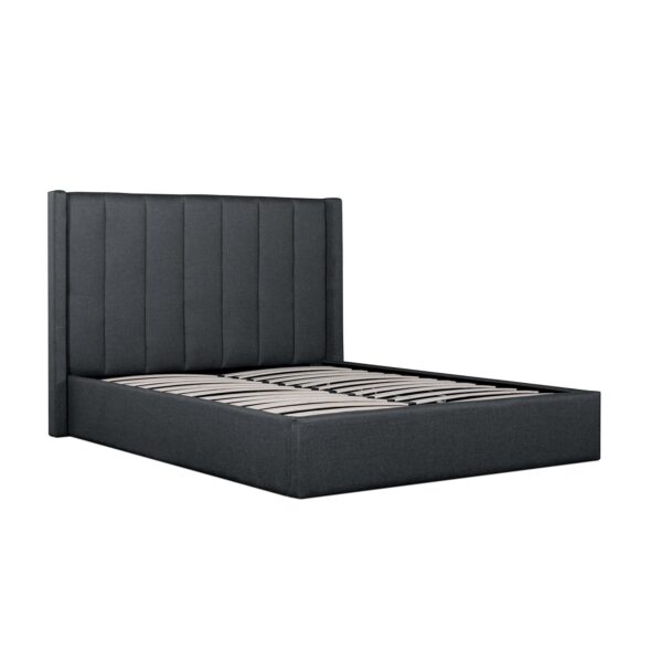 BD6021 YO Fabric King Sized Bed Frame Charcoal Grey with Storage 03