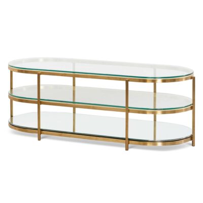 CF6570 BS 1.2M Oval Glass Coffee Table Brushed Gold 1