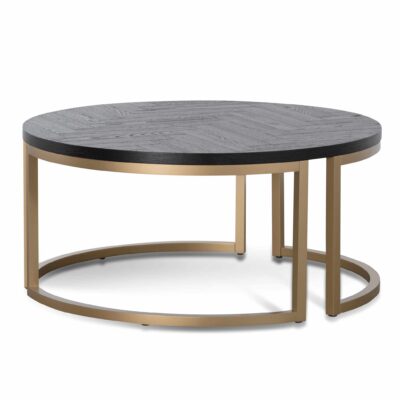 CF6732 VN Round Coffee Table Peppercorn and Brass 2