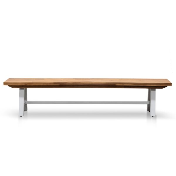 DB2176 EM Outdoor Wooden Bench Natural Top White Base 1