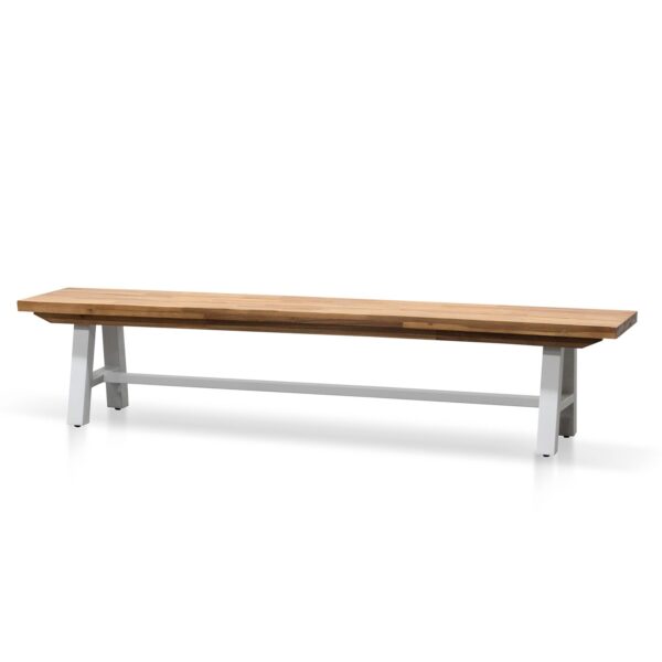 DB2176 EM Outdoor Wooden Bench Natural Top White Base 2