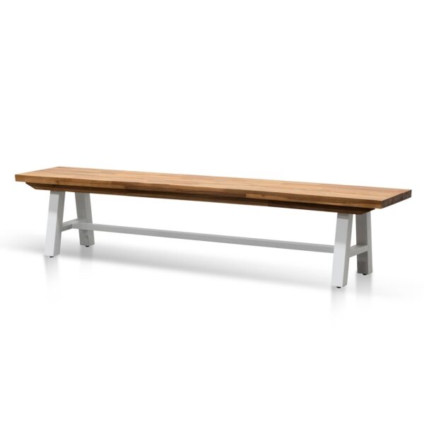 DB2176 EM Outdoor Wooden Bench Natural Top White Base 3