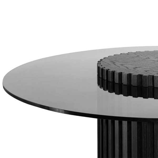DT6425 CN Lamar 1.2m Grey Glass Round Dining Table Black 5