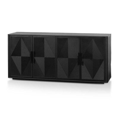 Modern Geometric Diamond Black Buffet Cabinet