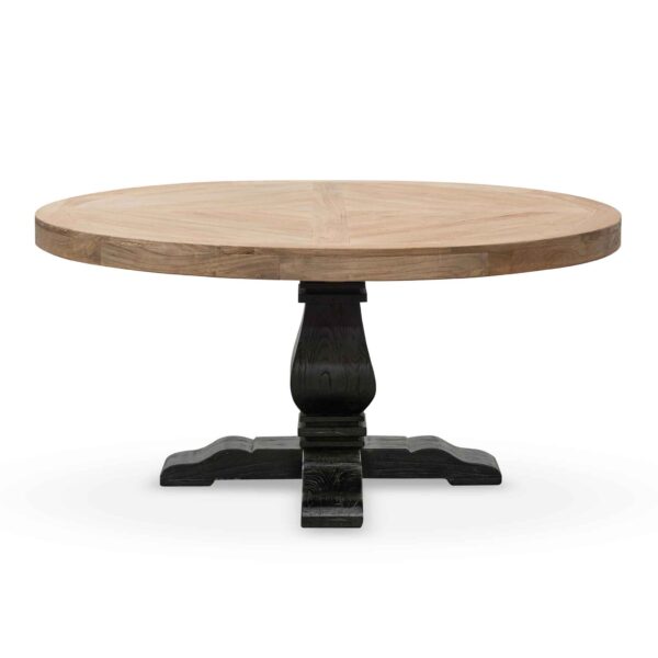 DT6561 Nena Reclaimed 1.6m Round Dining Table Natural Top Black Base 1