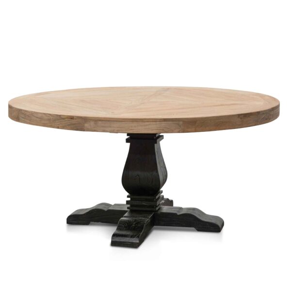 DT6561 Nena Reclaimed 1.6m Round Dining Table Natural Top Black Base 2