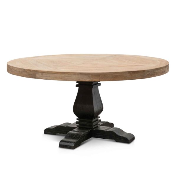 DT6561 Nena Reclaimed 1.6m Round Dining Table Natural Top Black Base 3