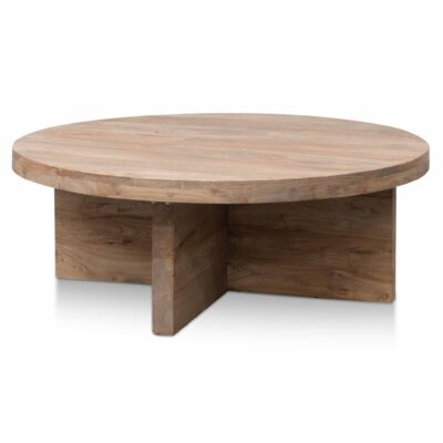 DT6563 Ramona 100cm Reclaimed Core Round Coffee Table Natural Thick Base 2
