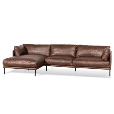 LC6433 KSO Emilis 4 Seater Left Chaise Leather Sofa Dark Brown 2