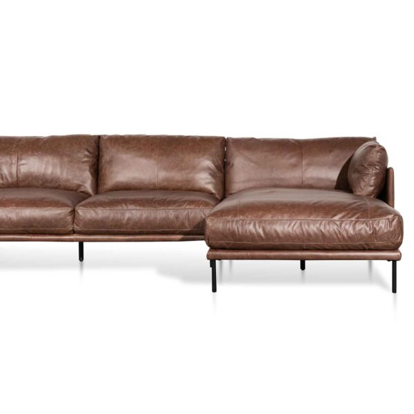LC6434 KSO Emilis 4 Seater Right Chaise Leather Sofa Dark Brown 5