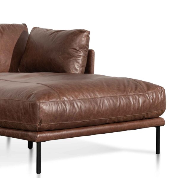 LC6434 KSO Emilis 4 Seater Right Chaise Leather Sofa Dark Brown 7