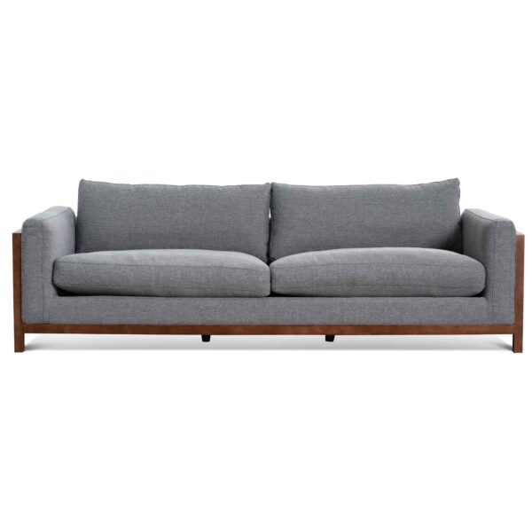 LC6655 KSO 3 Seater Fabric Sofa Graphite Grey with Walnut Frame 1