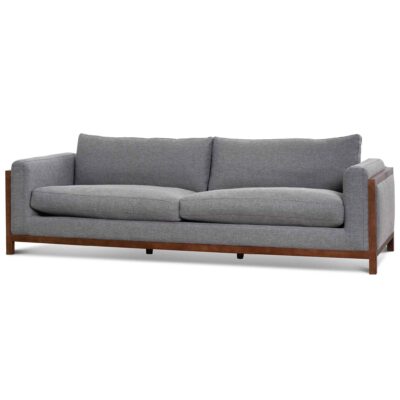 LC6655 KSO 3 Seater Fabric Sofa Graphite Grey with Walnut Frame 2
