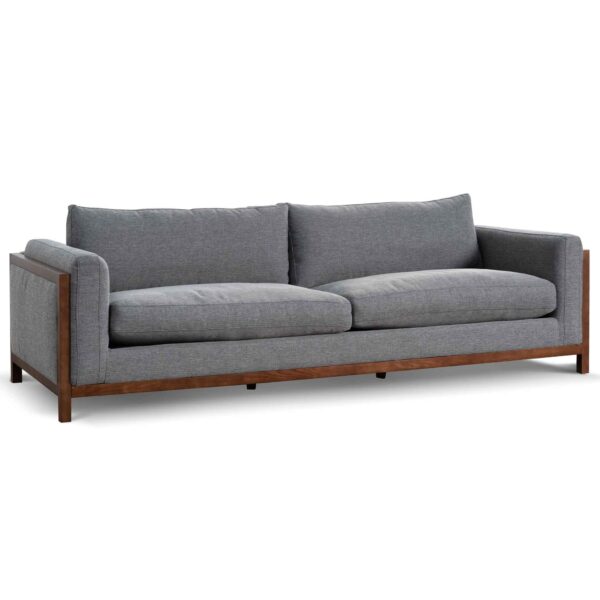 LC6655 KSO 3 Seater Fabric Sofa Graphite Grey with Walnut Frame 3