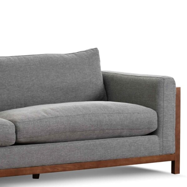 LC6655 KSO 3 Seater Fabric Sofa Graphite Grey with Walnut Frame 4