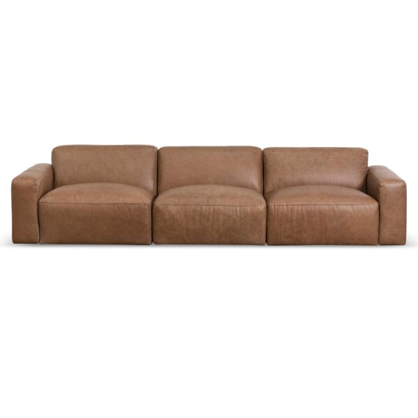 LC6658 KSO Long Sofa Saddle Brown Leather 1