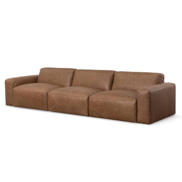 LC6658 KSO Long Sofa Saddle Brown Leather 3