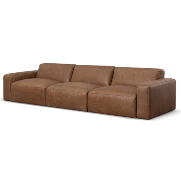 LC6658 KSO Long Sofa Saddle Brown Leather 4