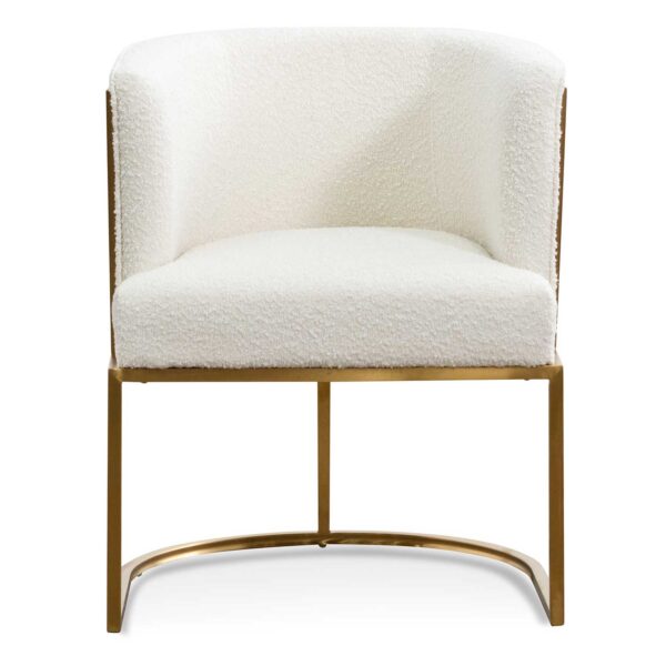 LC6673 BS Ivory White Boucle Lounge Chair Brushed Gold 01