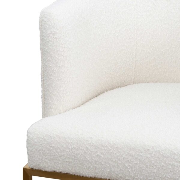 LC6673 BS Ivory White Boucle Lounge Chair Brushed Gold 11