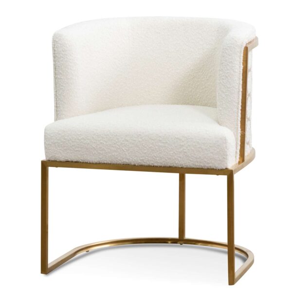 LC6673 BS Ivory White Boucle Lounge Chair Brushed Gold 2