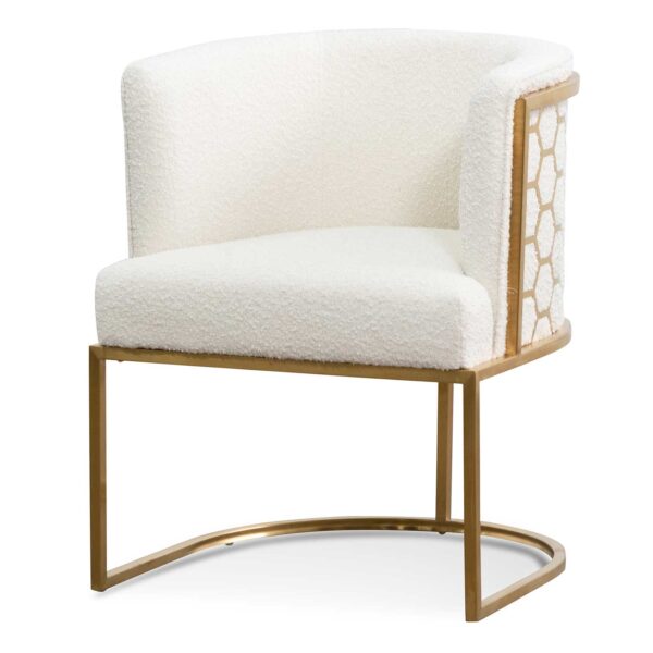 LC6673 BS Ivory White Boucle Lounge Chair Brushed Gold 3
