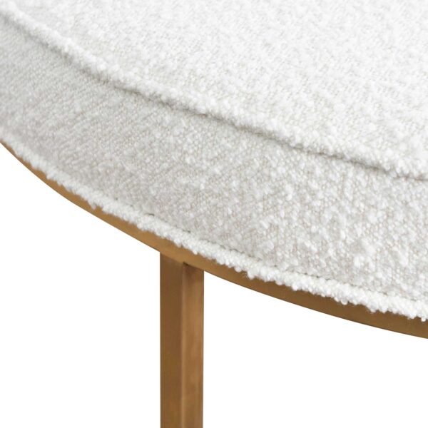 LC6770 BS 100cm Ivory White Boucle Ottoman Brushed Gold Base 6