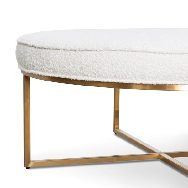 LC6770 BS 100cm Ivory White Boucle Ottoman Brushed Gold Base 7