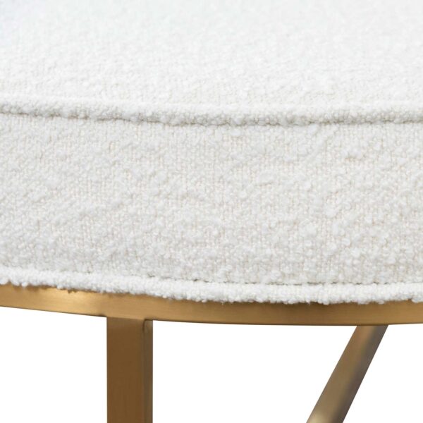 LC6770 BS 100cm Ivory White Boucle Ottoman Brushed Gold Base 8