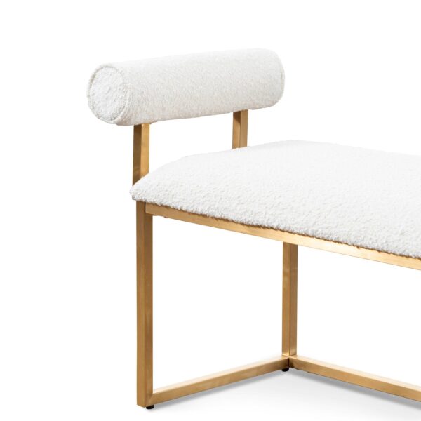 LC6771 BS Ivory White Boucle Bench Brushed Gold Base 5